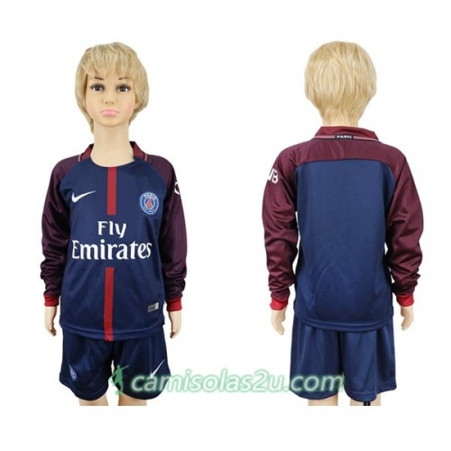 Camisolas de Futebol Paris Saint-Germain Criança Equipamento Principal 2017/18 Manga Comprida Camisolas de Futebol Paris Saint-Germain Criança Equipamento Principal 2017/18 Manga Comprida